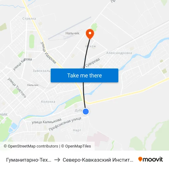Гуманитарно-Технический Колледж to Северо-Кавказский Институт Повышения Квалификации map