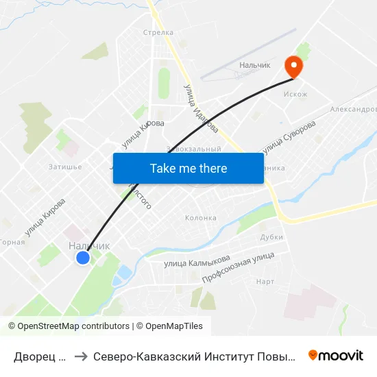 Дворец Спорта to Северо-Кавказский Институт Повышения Квалификации map