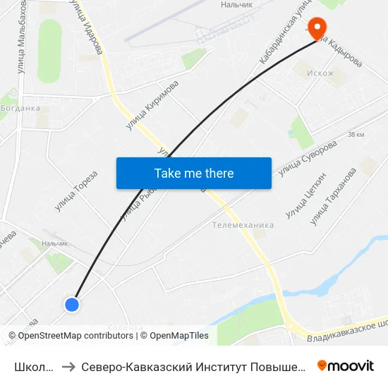 Школа №6 to Северо-Кавказский Институт Повышения Квалификации map
