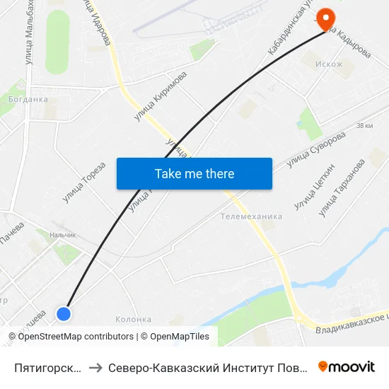 Пятигорская Улица to Северо-Кавказский Институт Повышения Квалификации map