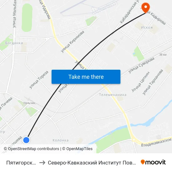 Пятигорская Улица to Северо-Кавказский Институт Повышения Квалификации map