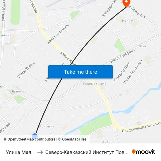 Улица Маяковского to Северо-Кавказский Институт Повышения Квалификации map