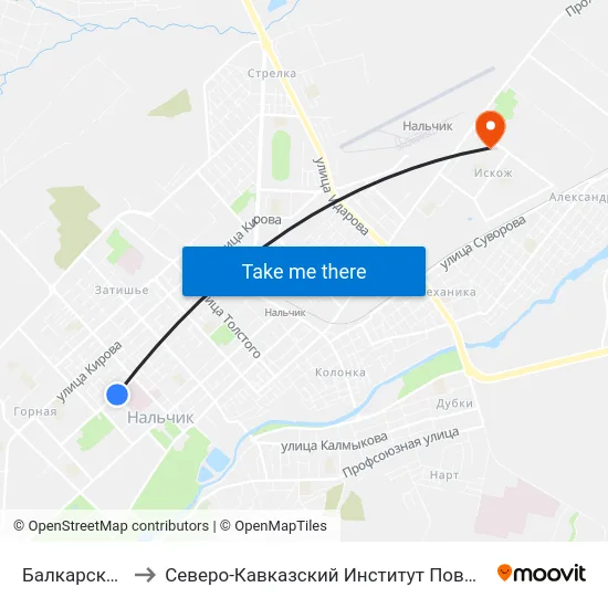 Балкарская Улица to Северо-Кавказский Институт Повышения Квалификации map