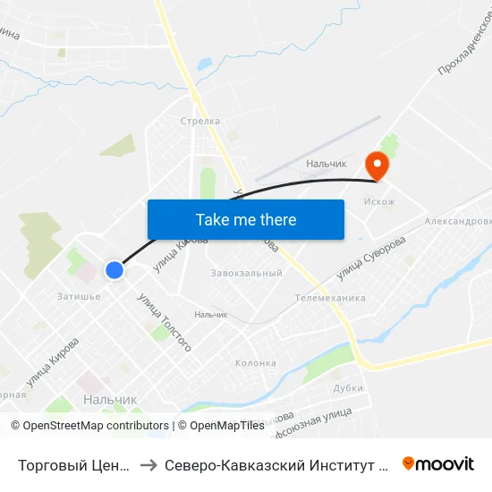 Торговый Центр Университи to Северо-Кавказский Институт Повышения Квалификации map