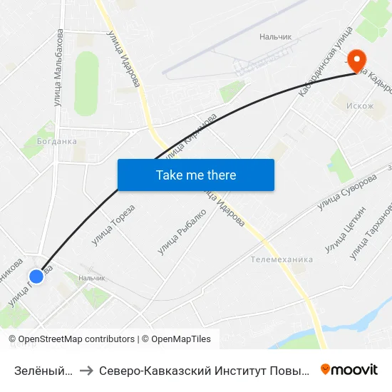 Зелёный Рынок to Северо-Кавказский Институт Повышения Квалификации map