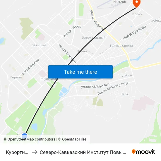 Курортный Зал to Северо-Кавказский Институт Повышения Квалификации map