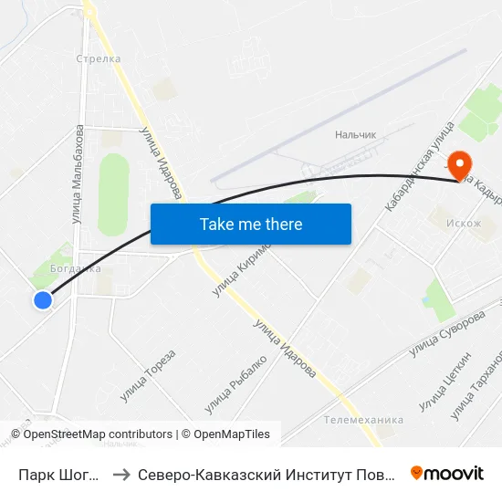 Парк Шогенцукова to Северо-Кавказский Институт Повышения Квалификации map