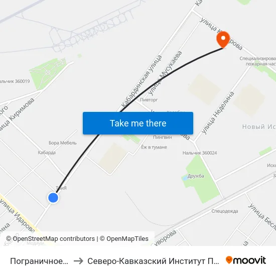 Пограничное Управление to Северо-Кавказский Институт Повышения Квалификации map