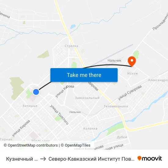 Кузнечный Переулок to Северо-Кавказский Институт Повышения Квалификации map