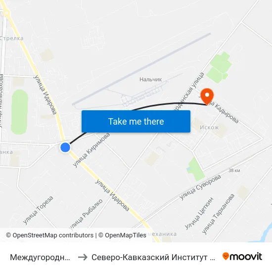 Междугородный Автовокзал to Северо-Кавказский Институт Повышения Квалификации map