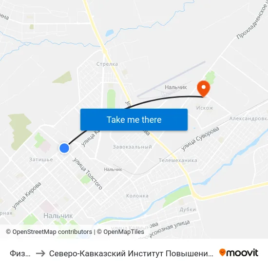 Физмат to Северо-Кавказский Институт Повышения Квалификации map