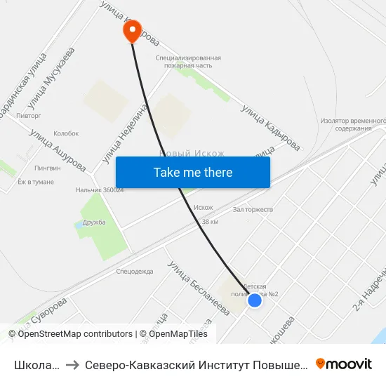 Школа №11 to Северо-Кавказский Институт Повышения Квалификации map