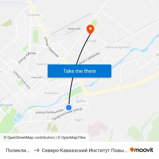 Поликлиника №1 to Северо-Кавказский Институт Повышения Квалификации map