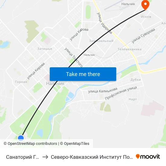 Санаторий Голубые Ели to Северо-Кавказский Институт Повышения Квалификации map