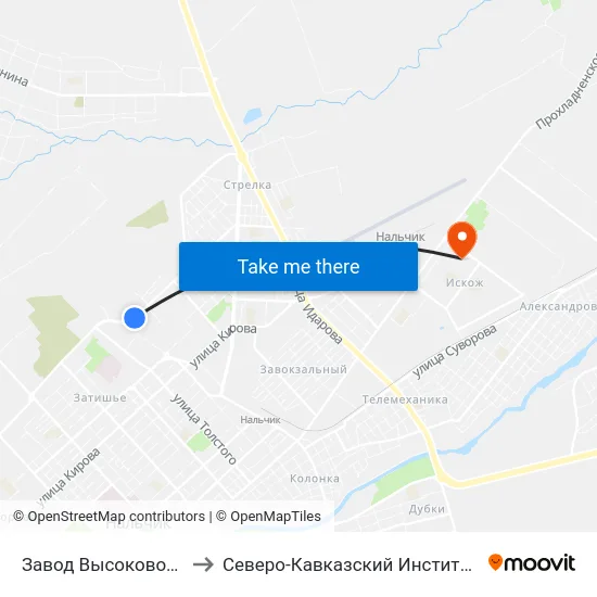 Завод Высоковольтной Аппаратуры to Северо-Кавказский Институт Повышения Квалификации map