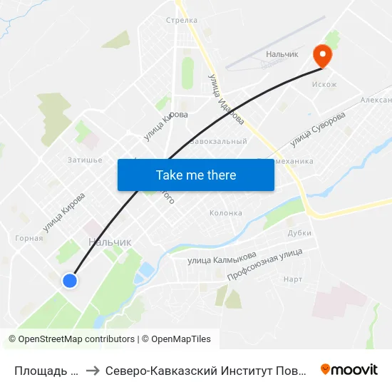 Площадь Абхазии to Северо-Кавказский Институт Повышения Квалификации map