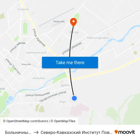 Больничный Городок to Северо-Кавказский Институт Повышения Квалификации map