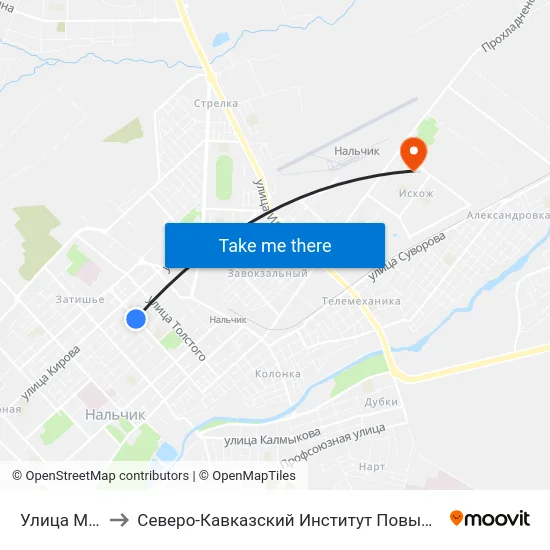 Улица Мечиева to Северо-Кавказский Институт Повышения Квалификации map