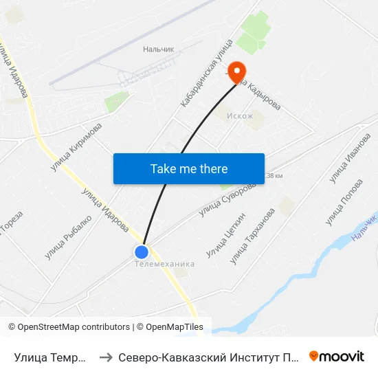 Улица Темрюка Идарова to Северо-Кавказский Институт Повышения Квалификации map