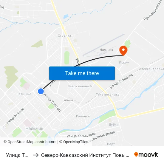Улица Толстого to Северо-Кавказский Институт Повышения Квалификации map