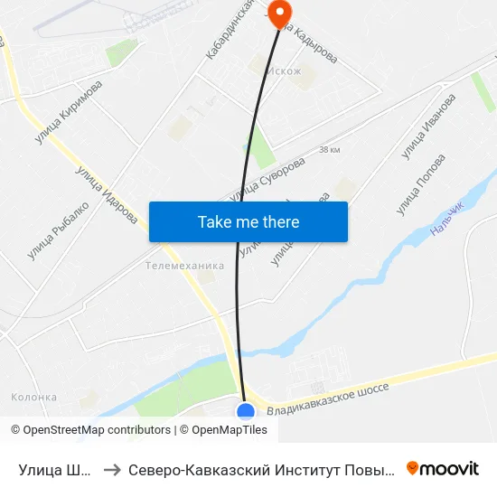 Улица Шогенова to Северо-Кавказский Институт Повышения Квалификации map