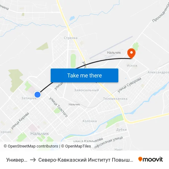 Университет to Северо-Кавказский Институт Повышения Квалификации map