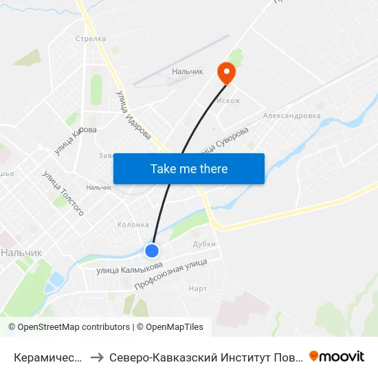 Керамическая Улица to Северо-Кавказский Институт Повышения Квалификации map