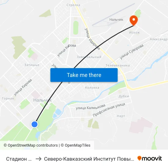 Стадион Спартак to Северо-Кавказский Институт Повышения Квалификации map