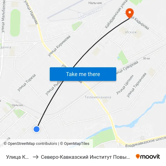 Улица Козлова to Северо-Кавказский Институт Повышения Квалификации map