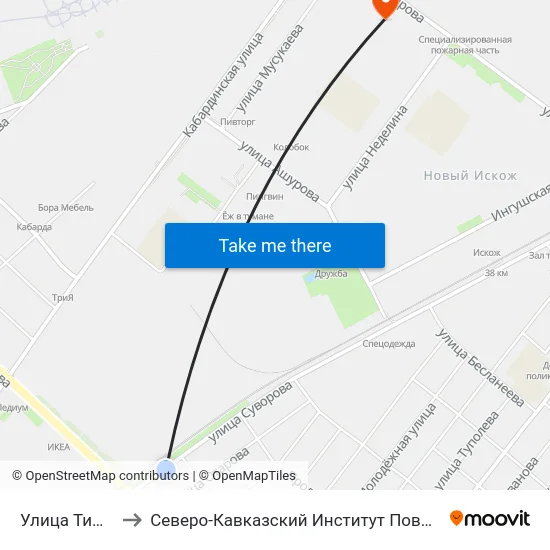Улица Тимирязева to Северо-Кавказский Институт Повышения Квалификации map