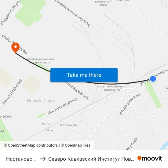 Нартановская Улица to Северо-Кавказский Институт Повышения Квалификации map