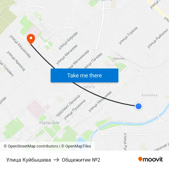 Улица Куйбышева to Общежитие №2 map