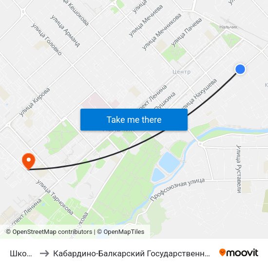 Школа №6 to Кабардино-Балкарский Государственный Аграрный Университет map