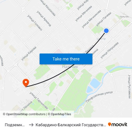 Подземный Переход to Кабардино-Балкарский Государственный Аграрный Университет map