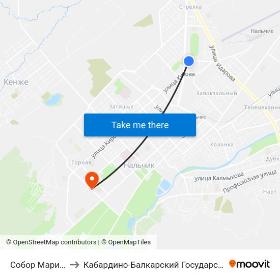 Собор Марии Магдалины to Кабардино-Балкарский Государственный Аграрный Университет map