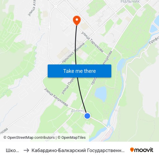 Школа №8 to Кабардино-Балкарский Государственный Аграрный Университет map
