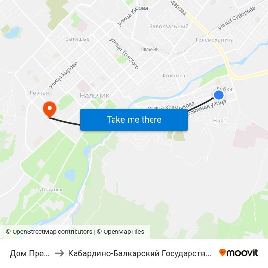 Дом Престарелых to Кабардино-Балкарский Государственный Аграрный Университет map
