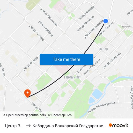 Центр Занятости to Кабардино-Балкарский Государственный Аграрный Университет map
