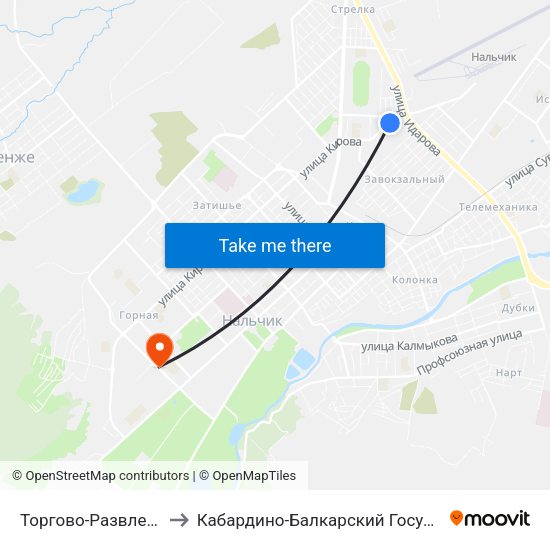 Торгово-Развлекательный Центр Дея to Кабардино-Балкарский Государственный Аграрный Университет map