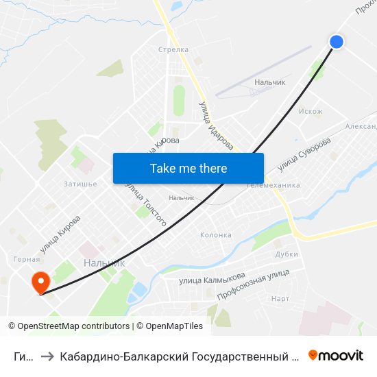 Гибдд to Кабардино-Балкарский Государственный Аграрный Университет map
