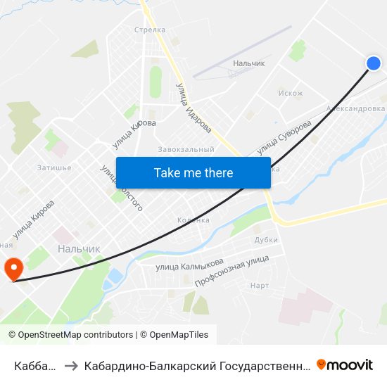 Каббалкснаб to Кабардино-Балкарский Государственный Аграрный Университет map
