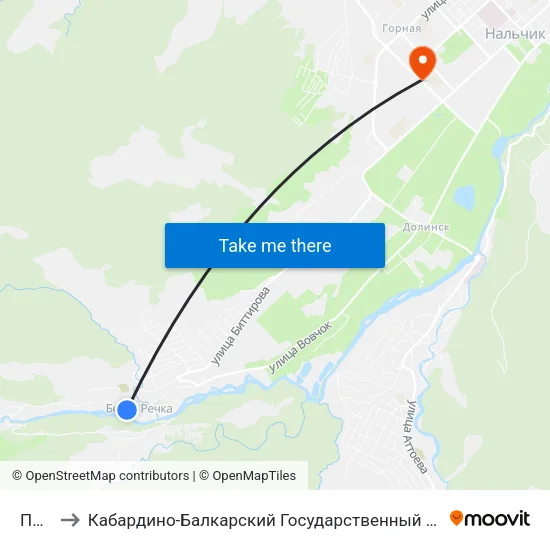 Почта to Кабардино-Балкарский Государственный Аграрный Университет map