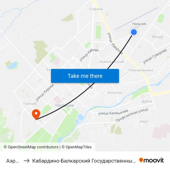 Аэропорт to Кабардино-Балкарский Государственный Аграрный Университет map