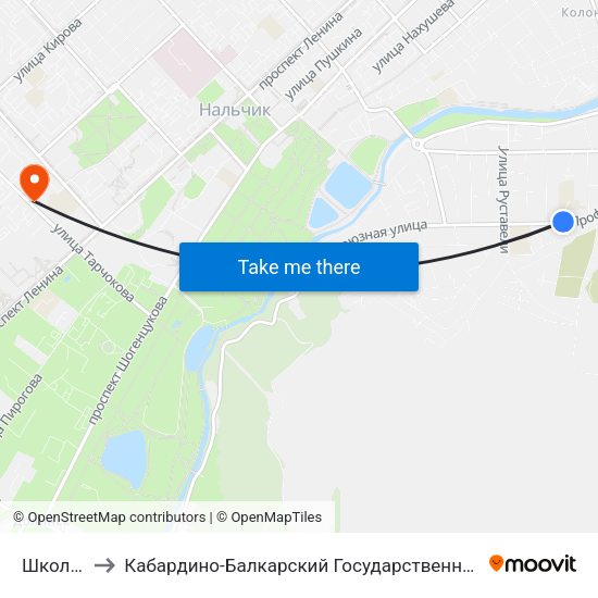 Школа №17 to Кабардино-Балкарский Государственный Аграрный Университет map