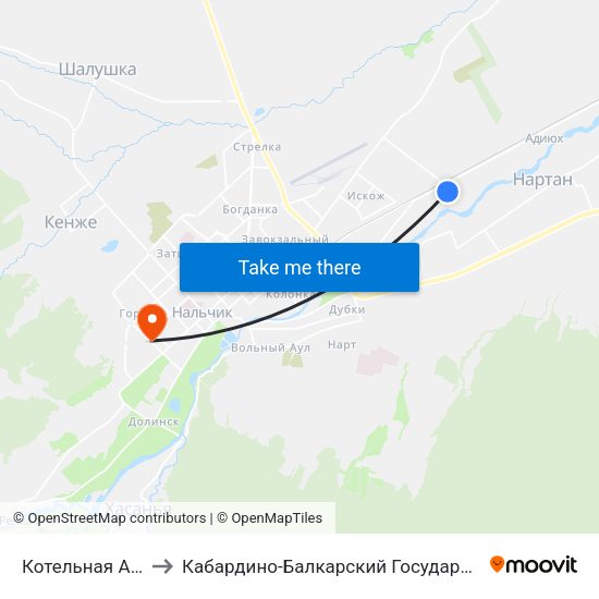Котельная Александровка to Кабардино-Балкарский Государственный Аграрный Университет map