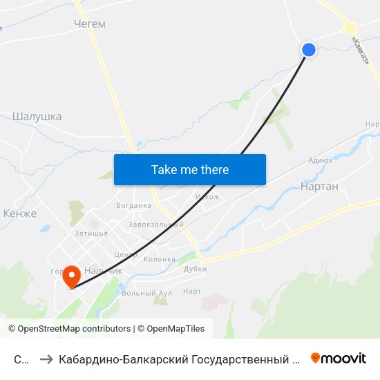 Сады to Кабардино-Балкарский Государственный Аграрный Университет map