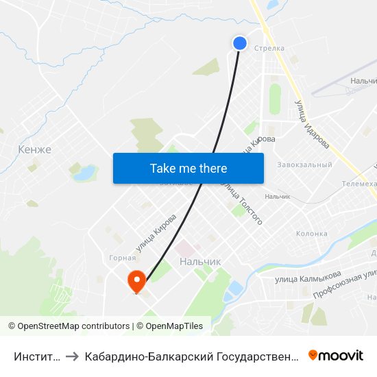 Институт Мвд to Кабардино-Балкарский Государственный Аграрный Университет map
