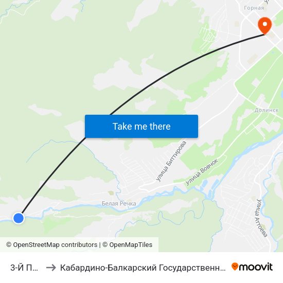 3-Й Посёлок to Кабардино-Балкарский Государственный Аграрный Университет map