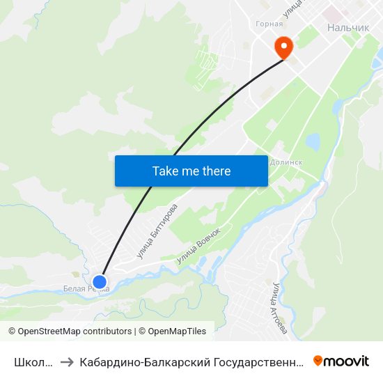 Школа №15 to Кабардино-Балкарский Государственный Аграрный Университет map