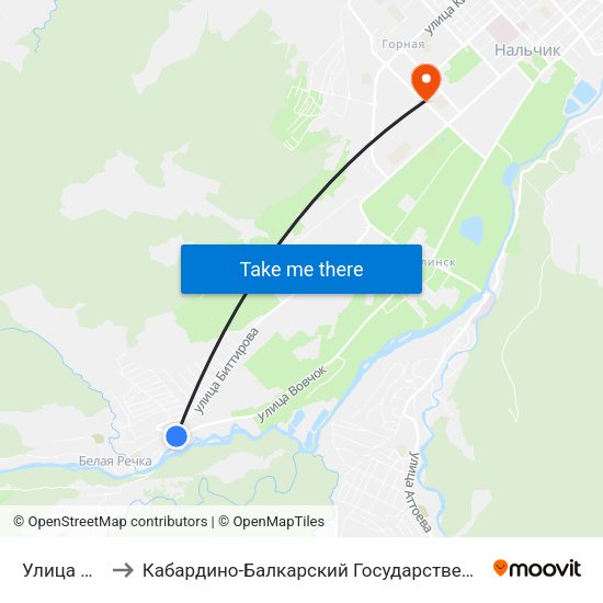 Улица Жабоева to Кабардино-Балкарский Государственный Аграрный Университет map